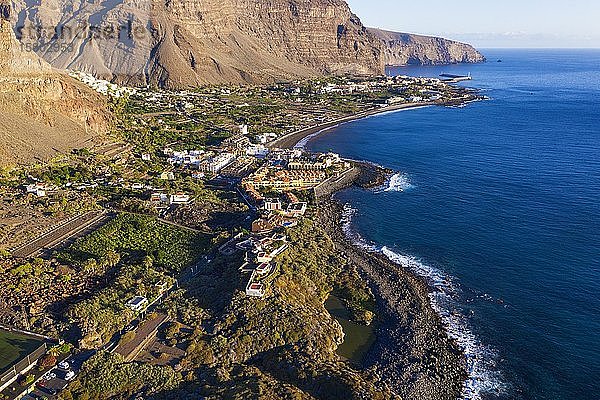 Charco del Cieno und La Playa  Valle Gran Rey  Luftaufnahme  La Gomera  Kanarische Inseln  Spanien  Europa