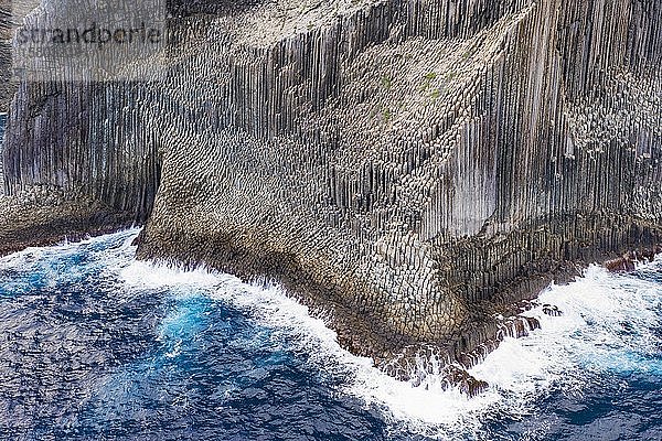 Basaltfelsformation Los Organos  Orgelpfeifenfelsen  bei Vallehermoso  Luftaufnahme  La Gomera  Kanarische Inseln  Spanien  Europa