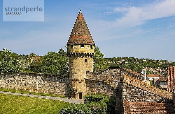 Stadtmauer mit Wachturm  Benediktinerabtei  Abtei von Cluny  Cluny  Departement Saone et Loire  Burgund  Frankreich  Europa