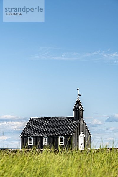 Schwarze Holzkirche  Budir Kirka  Búðakirkja  Budir  Halbinsel Snaefellsnes  Snæfellsnes  Vesturland  Island  Europa