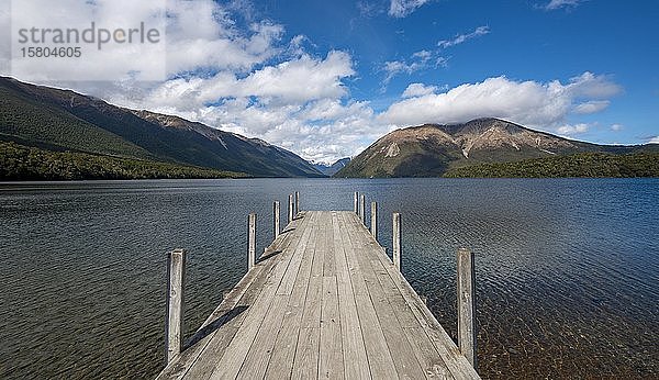 Steg am Rotoiti-See  Nelson Lakes National Park  Tasmanischer Bezirk  Südinsel  Neuseeland  Ozeanien