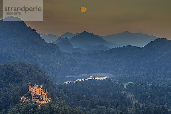 Schloss Hohenschwangau  Alpsee  Schwangau bei Füssen  Allgäu  Oberbayern  Bayern  Deutschland  Europa