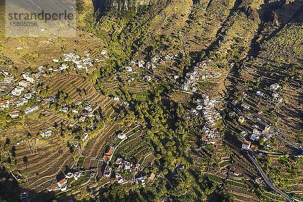 Lomo del Balo und Vizcaina  Valle Gran Rey  Luftaufnahme  La Gomera  Kanarische Inseln  Spanien  Europa