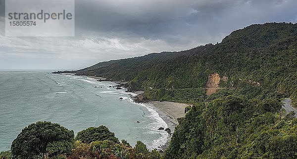 Blick auf Küste und Meer  Westküste  Südinsel  Neuseeland  Ozeanien