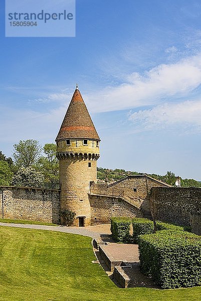 Stadtmauer mit Wachturm  Benediktinerabtei  Abtei von Cluny  Cluny  Departement Saone et Loire  Burgund  Frankreich  Europa
