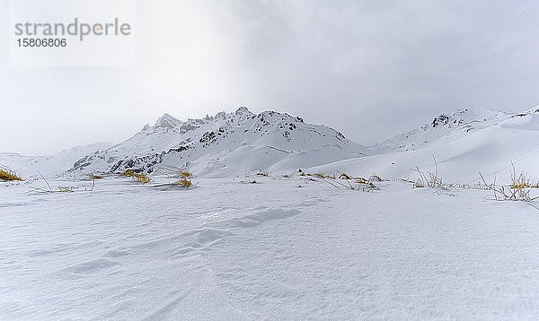 Schluchtgipfel im Winter  verschneite Berglandschaft  Wattentaler Lizum  Tuxer Alpen  Tirol  Österreich  Europa