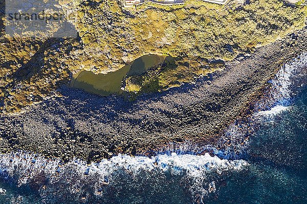 Brackwasserteich Charco del Cieno von oben  Valle Gran Rey  Luftaufnahme  La Gomera  Kanarische Inseln  Spanien  Europa