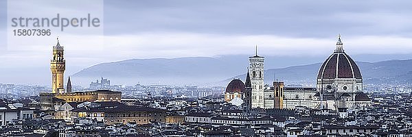 Ansicht von Florenz mit Palazzo Vecchio und Santa Maria del Fiore  Florenz  Italien  Europa