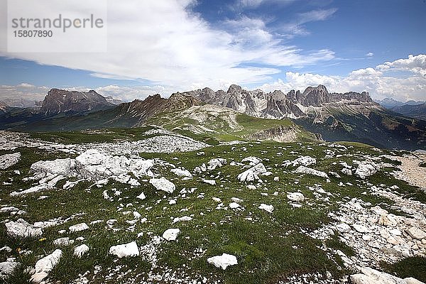 Blick vom Petzer Gipfel zum Rosengarten  Schlern  Südtiroler Dolomiten  Südtirol  Italien  Europa