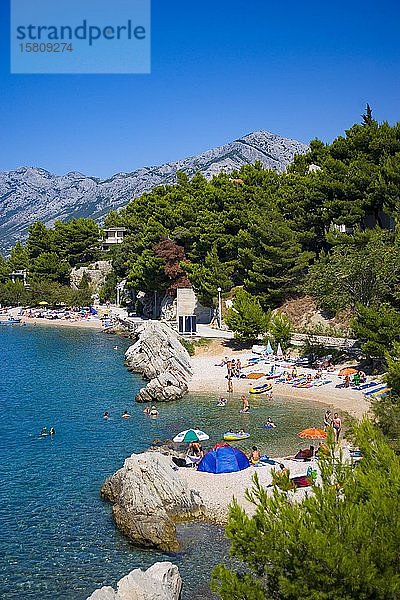 Strände bei Brela  Makarska Riviera  Dalmatien  Kroatische Adriaküste  Kroatien  Europa