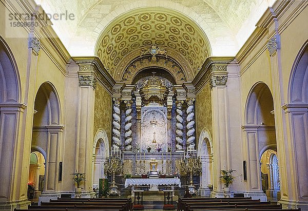 Altar der Klosterkirche  Kloster Santuari de Sant Salvador auf dem Puig de Sant Salvador  bei Felanitx  Region Migjorn  Mallorca  Balearen  Spanien  Europa