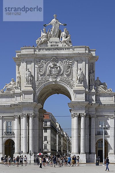 Arc de Triomphe Arco da Rua Augusta  Praca do Comercio  Baixa  Lissabon  Portugal  Europa