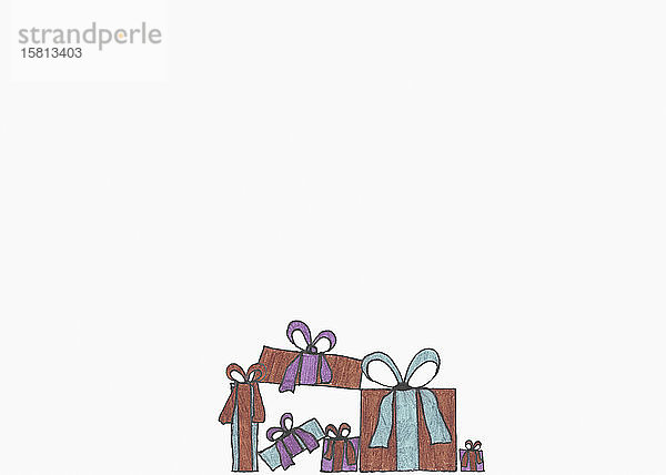 Illustration der verpackten Geschenke auf weißem Hintergrund
