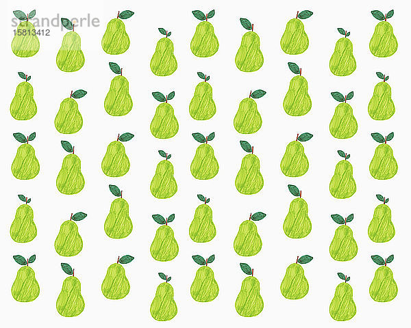 Illustration von grünen Birnen auf weißem Hintergrund