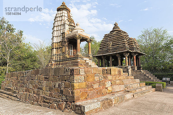 Lakshmi- und Varaha-Tempel  Khajuraho-Denkmälergruppe  UNESCO-Weltkulturerbe  Bundesstaat Madhya Pradesh  Indien  Asien