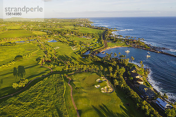 Luftaufnahme von Poipu Golfplatz  Insel Kauai  Hawaii  Vereinigte Staaten von Amerika  Nordamerika