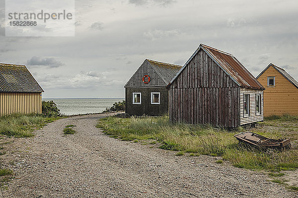 Dänemark  Hvide Sande  Hütten eines Fischerdorfes an der Küste
