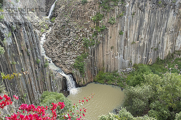 La Rosa-Wasserfall in Prismas Basalticos  Hidalgo  Mexiko.