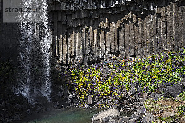 der Wasserfall Svatifoss im Skaftafell-Nationalpark in Südisland
