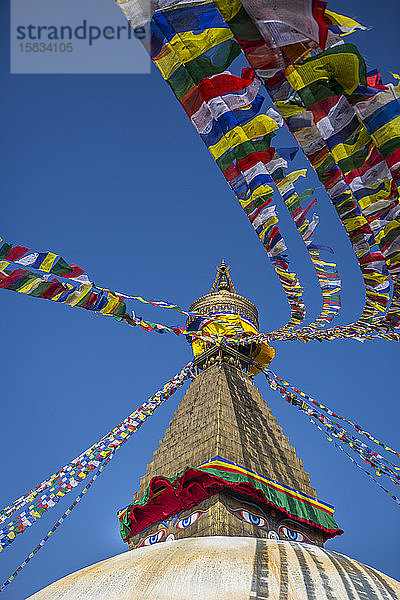 Boudhanath Stupa  eine ikonische buddhistische Stätte in Kathmandu  Nepal.