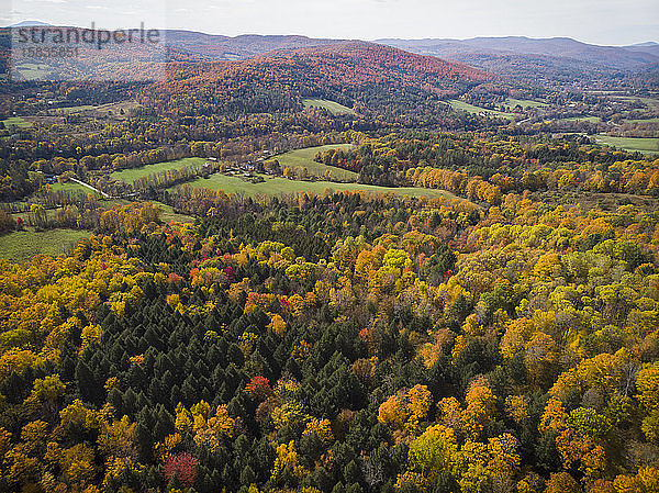 Herbstlaub aus der Luft gesehen in der Nähe von Quechee  Vermont.