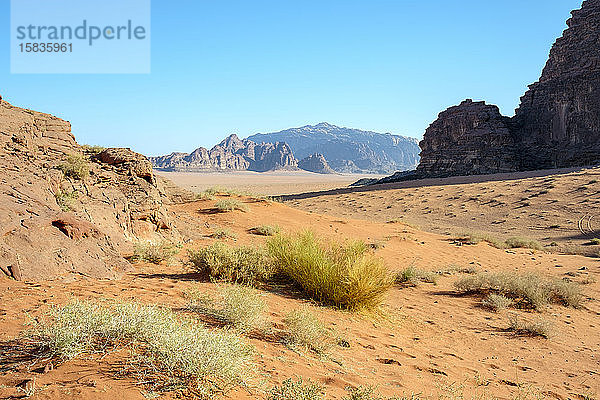 Wüstenlandschaft im Schutzgebiet Wadi Rum  Jordanien