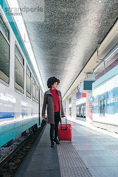 Elegante Frau auf Geschäftsreise im Zug