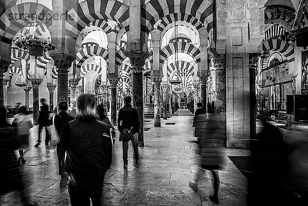 touristen in der moschee von cordoba in spanien