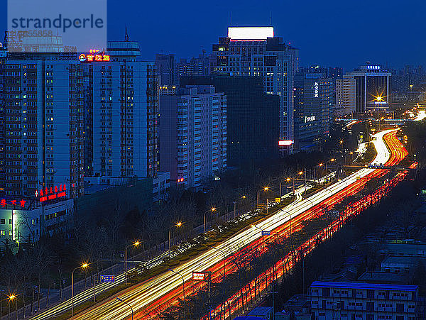 Draufsicht auf die zweite Ringstraße in Peking