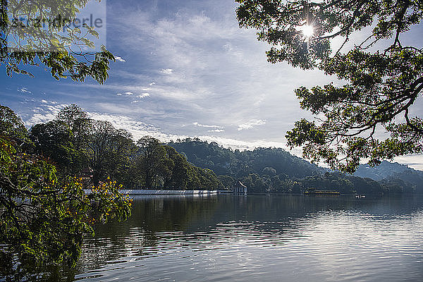 der See in Kandy mit dem Schrein des Reliquiars des heiligen Zahns