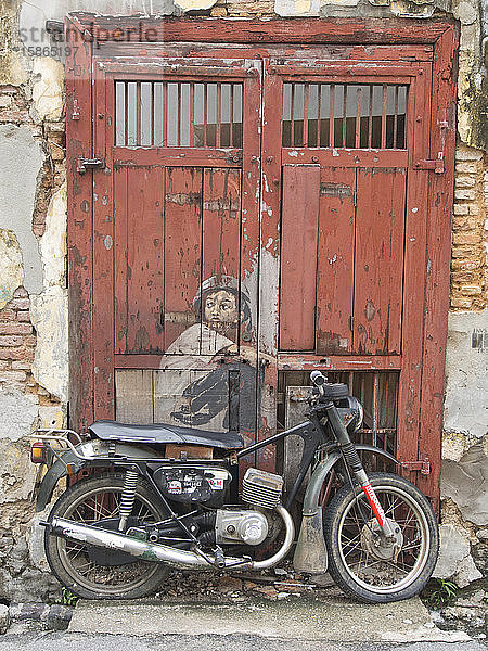 Wandmalerei  Straßenkunst in Penang  Malaysia  Südostasien  Asien