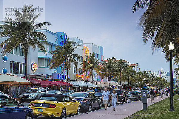 Art Deco Hotels am Ocean Drive  South Beach  Maimi Beach  Florida  Vereinigte Staaten von Amerika  Nordamerika