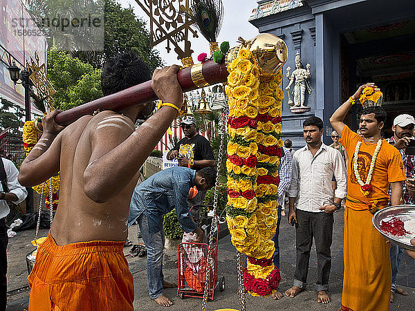 Das hinduistisch-tamilische Fest Thaipusam wird in Little India gefeiert  Singapur  Südostasien  Asien