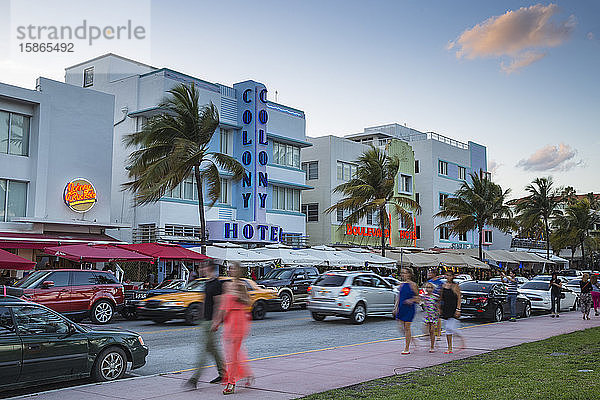 Art Deco Hotels am Ocean Drive  South Beach  Maimi Beach  Florida  Vereinigte Staaten von Amerika  Nordamerika