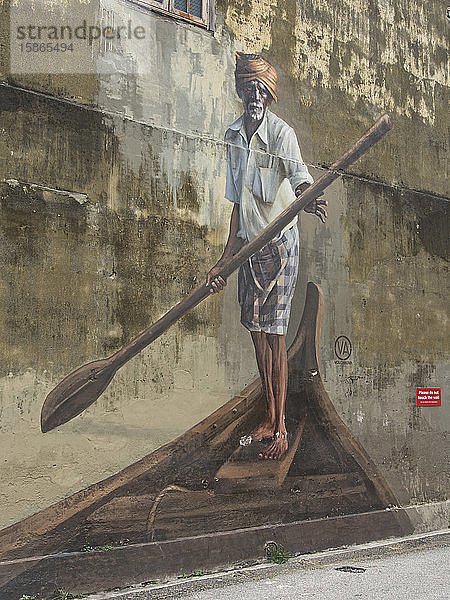 Straßenkunst-Wandbild in Penang  Malaysia  Südostasien  Asien