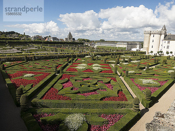 Formale Gärten im Chateau de Villandry  UNESCO-Weltkulturerbe  Loiretal bei Tours  Indre et Loire  Centre  Frankreich  Europa