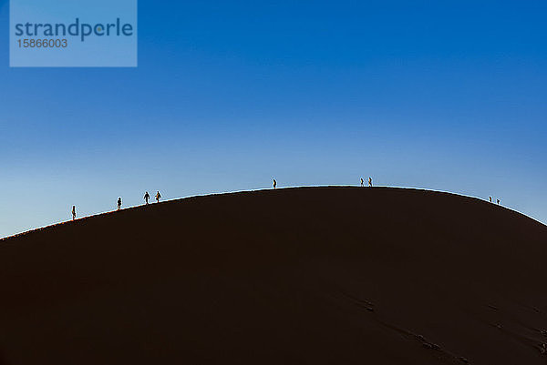 Touristen auf dem Gipfel der Düne 45  Sossusvlei  Namib-Wüste; Namibia