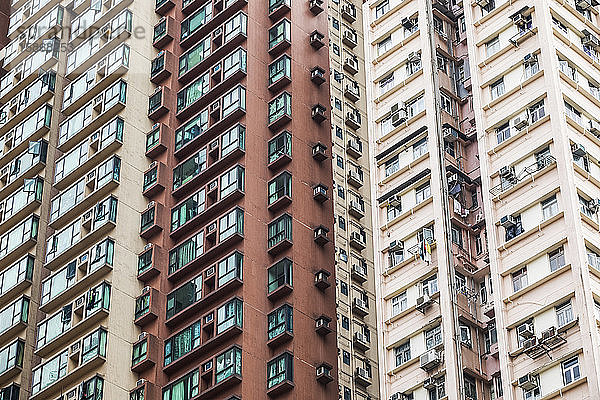 Detail von Wohnhochhäusern; Hongkong  China