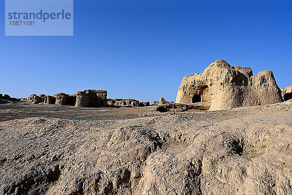 Ruinen der Stadt Jiaohe an der Seidenstraße  Hauptstadt des Königreichs Jushi 450-640 n. Chr.  Autonome Region Xinjiang-Uigurien  China  Asien