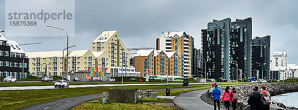 Europa  Island  Reykjavik  Skulagata Straße  im modernen Cartier der Wolkenkratzer