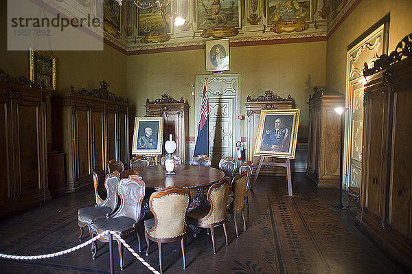 Italien  Piemont  Turin  Herzogliche Burg von AgliÃ¨. Es ist Teil der Savoyer Residenzen  die zum UNESCO-Weltkulturerbe gehören. Saal des Herzogs von Genua