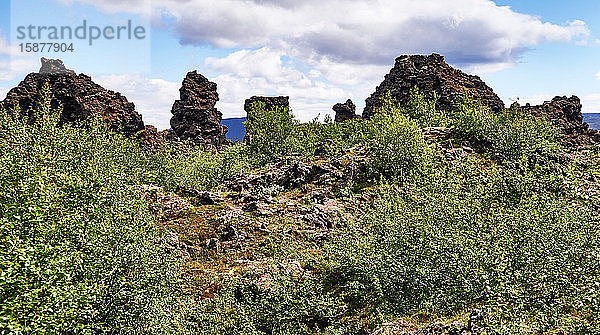 Europa  Island  Dimmuborgir ist eine vulkanische Formation in der Region des MÃ½vatn-Sees. Sein Name  was bedeutet dunkle Schlösser   ist aufgrund der Lava-Formationen in Form von Spalten