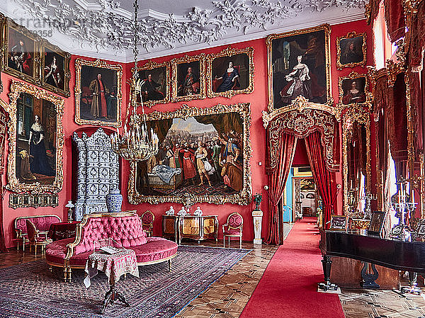 Polen  Provinz Lublin  Dorf Kozlowka  Der Palast der Zamoyskis  18. Jahrhundert  der rote Salon