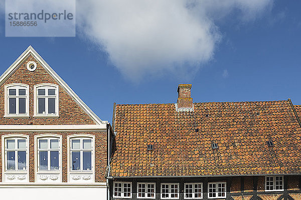 Dänemark  Ribe  Dächer alter Stadthäuser