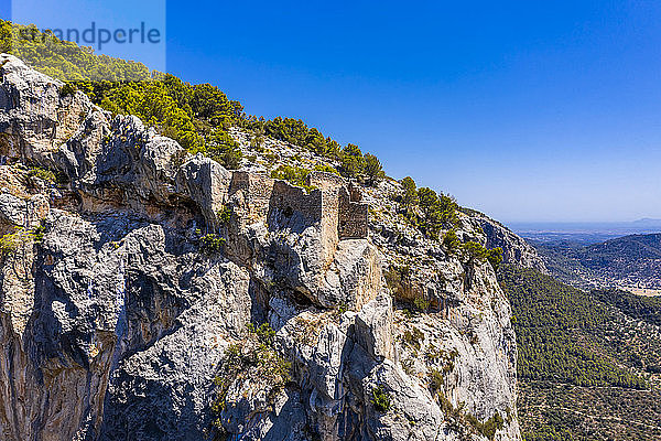 Spanien  Balearen  Alaro  Luftaufnahme der Ruine von Castell dAlaro
