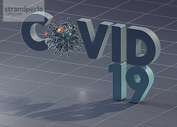 Covid-19 in dreidimensionalen Buchstaben