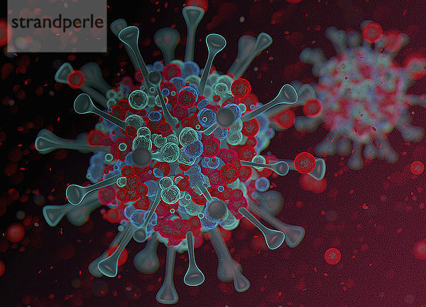 Computergenerierte Illustration des Coronavirus-Organismus