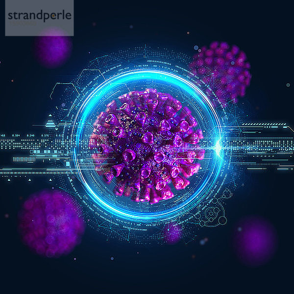 Computergeneriertes Coronavirus und Digitaltechnik