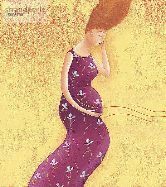 Porträt einer schwangeren Frau mit geschlossenen Augen