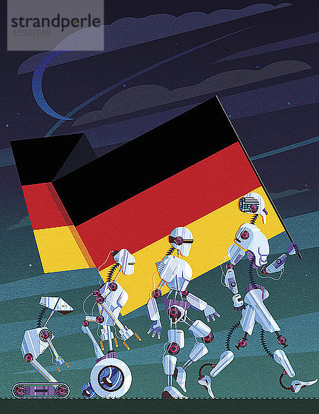 Entwicklung von Robotern mit deutscher Flagge